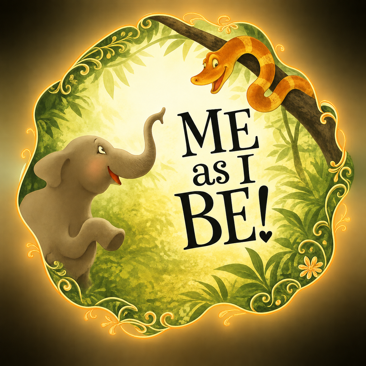 Printable ME as I Be sticker featuring Ellie the elephant and Sadie the snake
